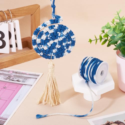 3mm Polyester gevlochten koord Tie- Verf Ronde Touw Segmenten Navy Blue Crafts Cords met Spool voor DIY handgemaakte ambachten Wall Hanger armband