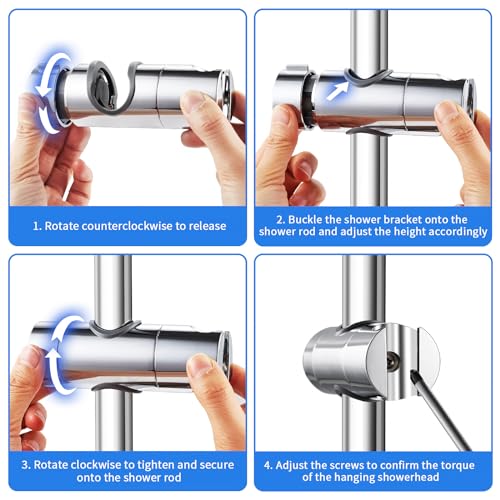 Universele hand douchehouder, verstelbare douchehouder, 360° draaibaar, douchehouder voor schuifbalk, 19-25 mm buitendiameter ABS Plastic, Chrome-verguld 5