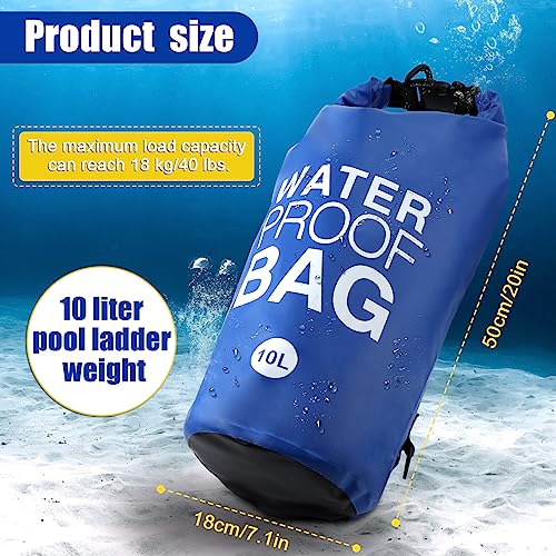 Zwembad Ladder Zandzakken, 10L Universele Zwembad Ladder Gewichten 250D PVC Waterdichte Droge Zak voor Zwembad Ladders en Trappen (Blauw)