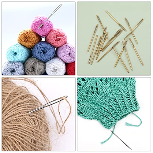 18 st Blunt Naalden met Big Eye, 5.4cm 6cm 7cm Grootoog Blunt Naalden Tapijt Naalden Wol Naalden Hand Naainaalden Metalen Naainaalden voor haak projecten (Zilver) 5