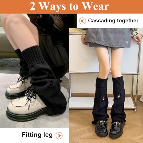Beenwarmers voor vrouwen, 1 paar lange gebreide zwarte speciale benen warm water Warmers haken winter vrouwen meisjes zwart een maat, zwart 3