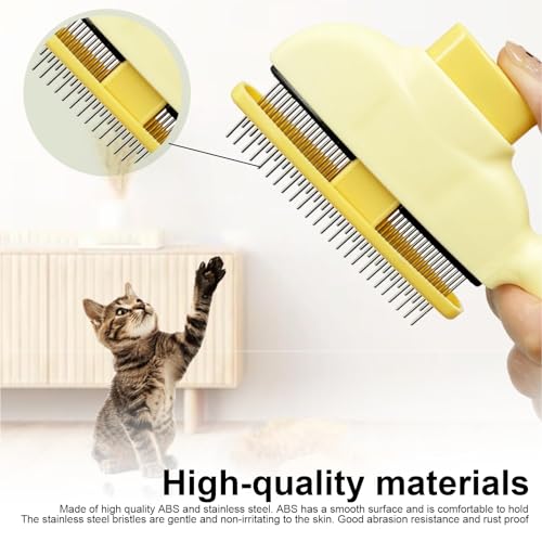 4 stuks kattenhaarborstel, 2 kleuren ABS + roestvrij staal Materiaal bontborstel Kat ABS + roestvrij staal Materiaal Flash borstel met ontspanning Knob, kattenbont borstel, voor honden en 4