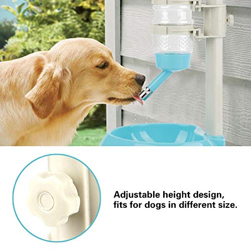 2-in-1 Pet Waterfles, Honden, Katten, Konijnen, Afneembare Hoogte, 500 ml, Blauw