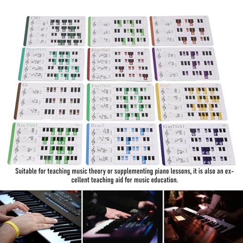 Piano Chord Flash Kaarten, Kleur gecodeerde muziek Notitie Kaarten met 100 Chords, Koper blad papier voor beginners 4
