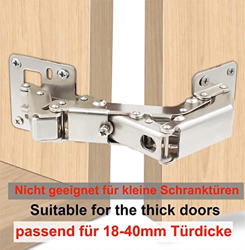 4 x schroef scharnieren met veer, openingshoek, 170 graden, voor keukenkast, deur scharnieren + 16 schroeven, grote hoek deur scharnieren, geen slot nodig