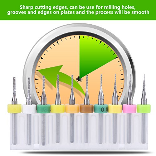 1/8" Motor Mill Gravure Bits, 10Scs Carbide Maling Cutter Tool voor PCB CNC SMT 0,5/0,6/0,7/0,8/0,99/1,0/1,1/1,2/1,4mm 3