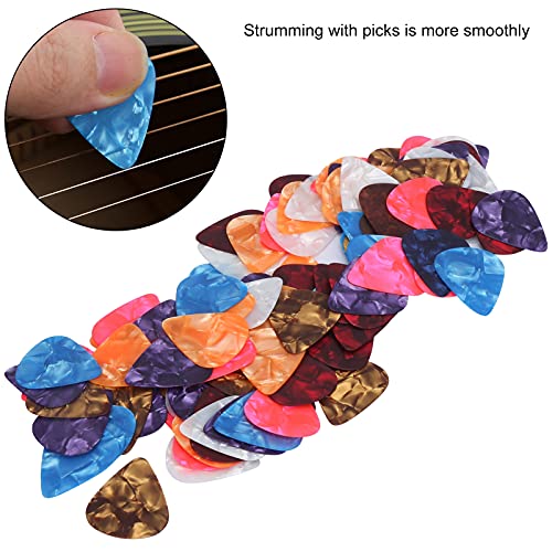 100 stuks Celluloid Picks - 0.46Mm, 0.71Mm, 0.96Mm - Duurzame en Draagbare elektrische en akoestische gitaar picks - Willekeurige kleuren - Essentieel