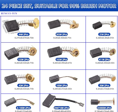 24st 12 maten elektrisch gereedschap koolstof borstels vervanging voor verschillende soorten koolstof borstel motoren zoals mitre cutters, haakse slijpers 3