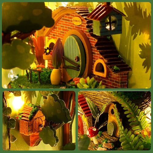 Houten Boekenkast, Boekenkast, Firefly Forest Insert, DIY Bookend, Miniatuurhuis, Kits Houten Boekeneinden voor Verjaardag, Volwassenen 3
