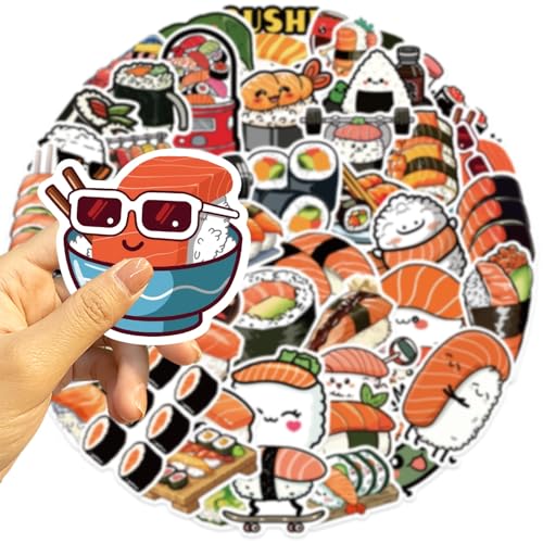 Sushi Stickers voor tieners en volwassenen, 50 stuks, Cute Sushi, Waterdichte Vinyl Sticker Set, Auto, Motorfiets, Fiets, Skateboard, Snowboard, Bagage, Laptop, Koffer, Helm, Motorfiets 4