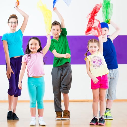 Danssjaals, 24 stuks vierkant jongleren sjaals 61 bij 61 cm voor het spelen van magische muziek activiteit jongleren jurk, blauw 5