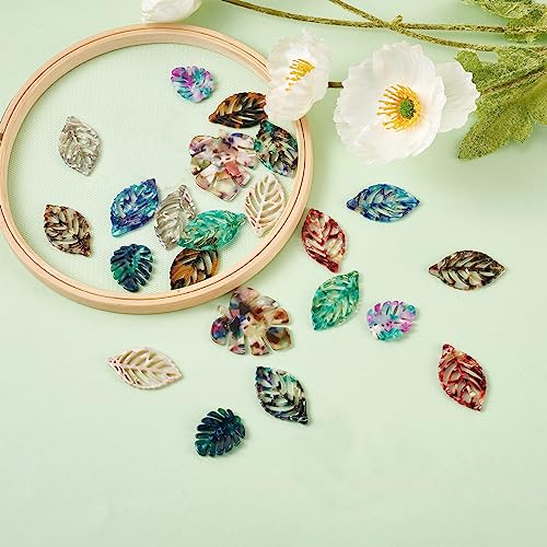 24st Hars Blad Hangers Kleurrijke Cellulose acetaat Monstera Leaf Charms Ornament voor DIY Craft oorbellen ketting armband sieraden maken, Hars 5