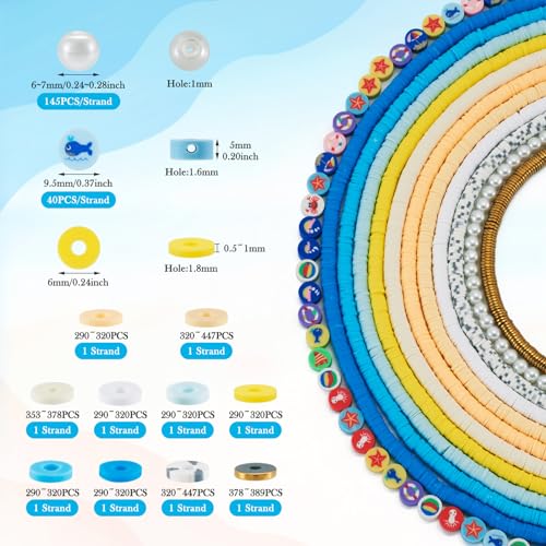 12 Strands Polymer Clay Disc Strands Synthetische Hematiet Kralen Octopus Walvis Polymer Klei Kralen Glazen Parel Kralen Sieraden maken Kit voor sieraden maken 4