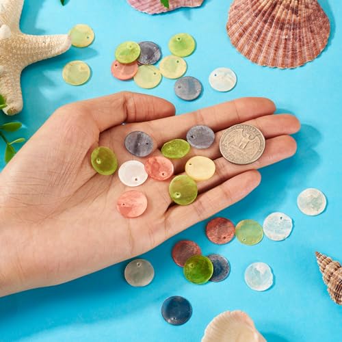 30PCS Kleurrijk Shell Flat Ronde Charms Zoetwater Zeeschelp Schijf Munt Hangers Moeder van Parel Mossel Bevindingen voor DIY Handgemaakte oorbellen sieraden maken, Shell 5