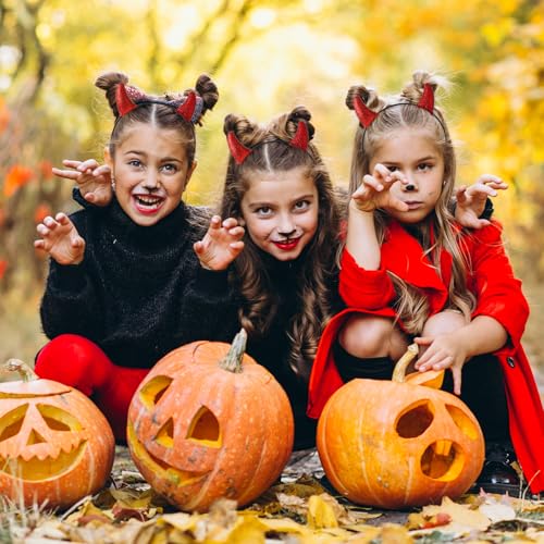 Glitter Devil Horns Hoofdband Rood Halloween Devil Ears Headband Tiefling Horns Cosplay Kostuum Accessoires voor vrouwen, mannen en meisjes, Fancy Dress Cosplay en Demon Devil Thema partijen 5