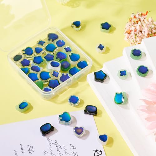 42 st Twee Toon Glazen Kralen Temperatuur Sensing Kleur Veranderende kralen Bloem hart dier kristal kralen voor sieraden armband Vrouwen DIY oorbellen ketting ambachtelijke accessoire 4