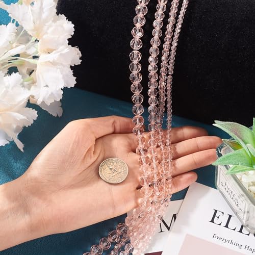 4 Stranden imiteren Oostenrijkse kristalglas kralen Stranden 4mm/6mm/8mm/10mm Facet Ronde Glas Spacer Kralen Bulk voor DIY armband sieraden maken, Roze 5