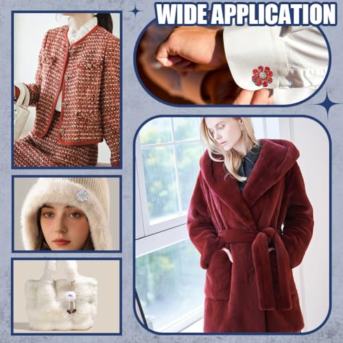 4Pcs 2 Styles Rhinestone Button Lid, Crystal Button Covers voor Mouwen, Bloemenknoppen, Afneembare Shirt Knoppen, voor Dress Costume Shirt, Rood 5