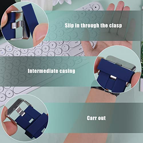 6Stuks horlogebandhouder Loop, Siliconen horlogebandhouder bevestigingsring voor Smart Watchband polsband vervanging (20mm, donkerblauw) 4