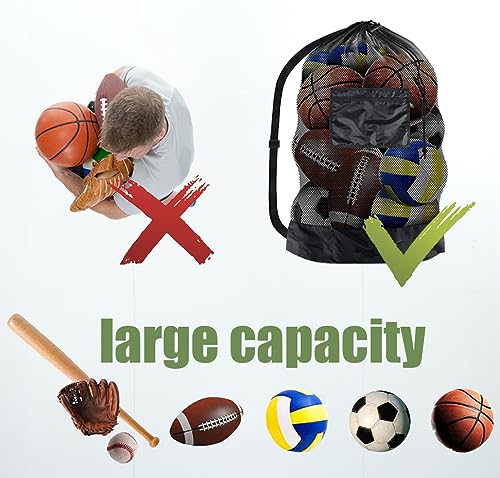 Mesh Drawstring Bag for Balls, Voetbal balzak met schouderband Mesh balzak Extra grote sporttas verstelbare schouderband duiken goederen Organisator zwart (76cmx102cm) 4