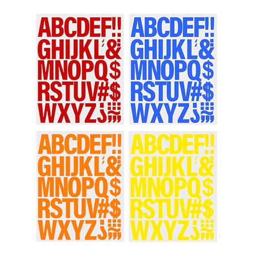 4 Vellen Strijkbrieven voor kleding, 5cm/2" strijkbare Vinyl Brieven met warmteoverdracht voor kleding, T-shirts, alfabeten en naamafdrukken (geel/rood/blauw/oranje)