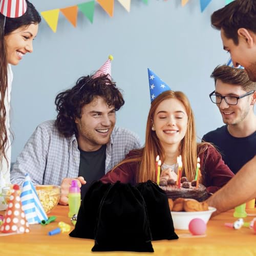 16 st. Zwarte fluwelen zak zakjes, koord sieraden zakken Rechthoekige geschenktassen voor bruiloft feest kerst sieraden verpakking, 24.7×20cm 5