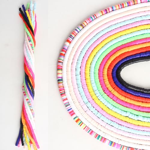 Heishi kralen 4900st Polymer Klei kralen 6mm Kleurrijke platte kralen Klei kralen ambachtelijke set voor doe-het-zelf sieraden ketting Charm Armbanden Cadeau (A)