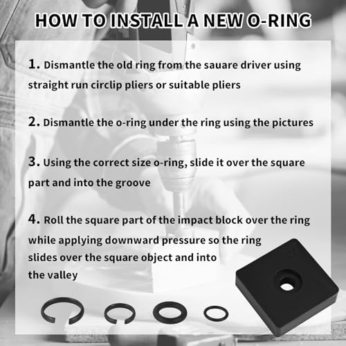 41st Set van veerringen 3/8 & 1/2 Inch met O-ringen, Inclusief installatiegereedschap voor aambeeldveren Geschikt voor elektrische en pneumatische slagmoersleutels 5