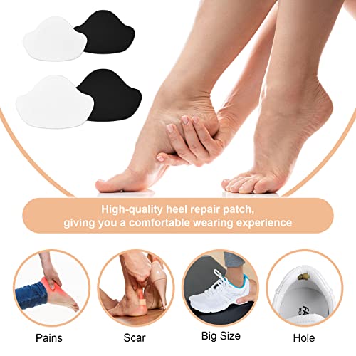 Hiel reparatie 8 paar hakken beschermers Zelfklevende schoen Heel Gat Reparatie Patches Microfiber Heel Pads (zwart + wit) 3