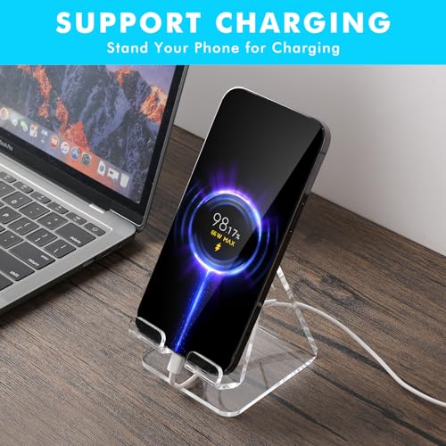 Transparante Acryl mobiele telefoon stand, Universal Transparant Mobiele telefoonhouder, draagbare tablethouder, Non-Slip Bureau Accessoires, Compatibel met alle smartphones en pads (B) 4