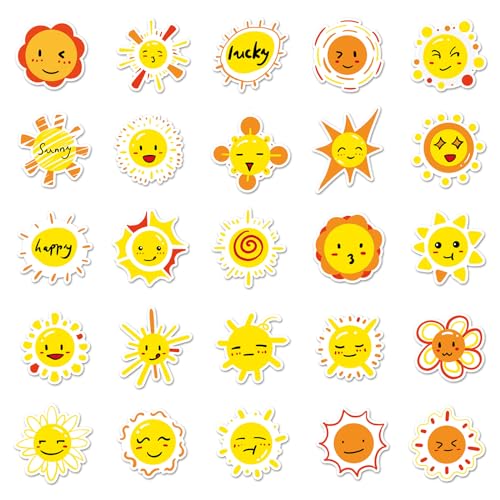 Sun Sticker Set Stickers Kinderen Tieners 50 stuks Dieren Waterdicht Vinyl Decals Laptop Skateboard Koffer Helm Autofiets mobiele telefoon Motorrijwiel Bike Scrapbook Cadeau dagboek Cups 3
