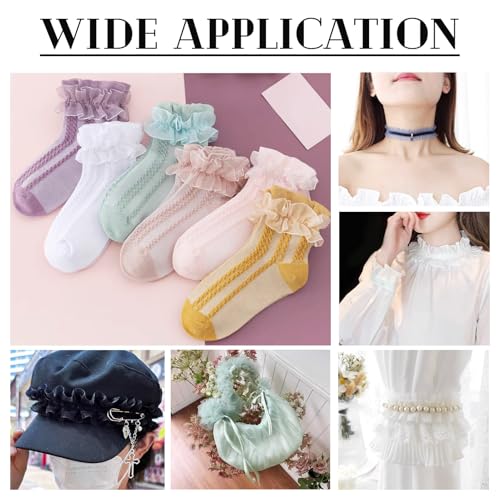 10m Polyester Pleated Lace Trim 33mm Brede Ruched Elastische Stof Lace Ribbon voor Naaiwerk DIY Kostuum Pillowcase Decoraties Bow Making, Navy Blue 5