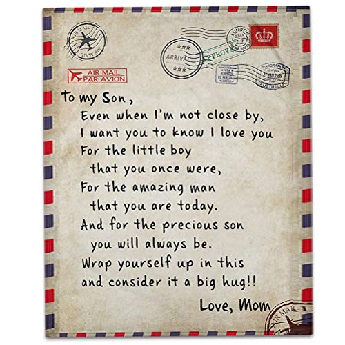 Gepersonaliseerde Fleece Deken Brieven Deken Van Mama. Aan Mijn Zoon en Mijn Echter Zachte Deken Flanellen Luchtpost Deken Winter Warme Zachte Post Deken Voor Slaapkamer Woonkamer