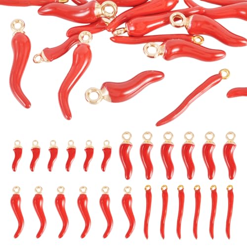 24st Enamel Chili Hangers 4 Styles Red Pepper Charms Italiaanse Hoorn Cornicello Hoorn van Good Luck Talisman voor DIY Ketting oorbellen sieraden maken, Emaill, Emaill