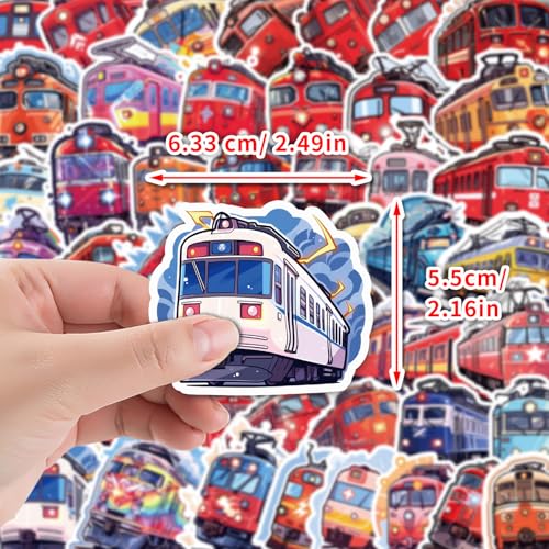 Red Locomotive Sticker Set Stickers voor jongeren Volwassenen 50 stuks Red Train Waterproof Vinyl Stickers Automotor Fiets Skateboard Snowboard Bagage Laptop Kofferhelm