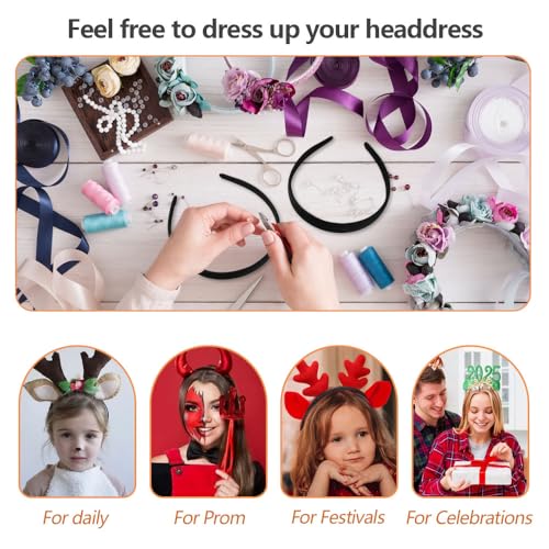 4 st. Comfortabele brede harde hoofdband, 1,5cm/2cm Breed Vintage Solid Hair Band voor meisjes en vrouwen, Classic Basic Simple Hairband voor meisjes, Plastic Fashion No Slip Headband 5