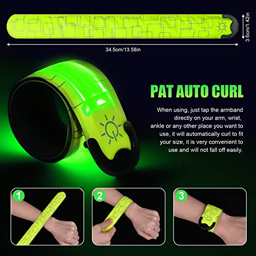 Verpakking van 2 LED lichtarmbanden, oplaadbare USB Reflectieve armband voor hardloop, knipperband, verstelbare LED-veiligheid armband, Luminous Sport armband