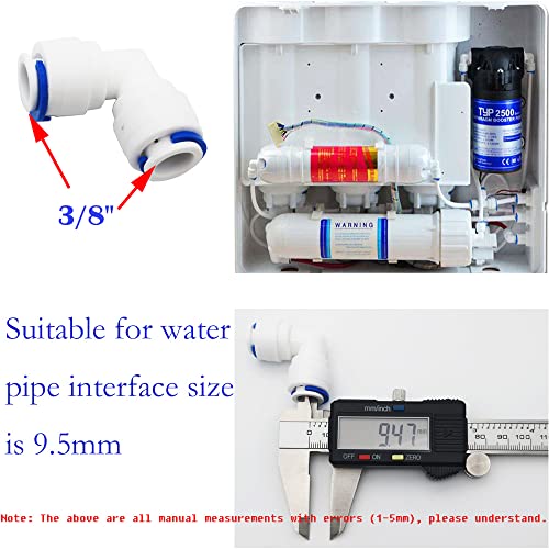 Verpakking van 10 RO waterfilter passen hoek 90° 3/8" Push Fit rechte plug voor 3/8 inch slang, koelslang, waterslang 3