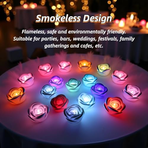 4 Stuks Drijvende Kaarsen Vlamloze Rose Thee Licht Kleurrijke Waterdichte Bloem Wax Kaarsen voor bruiloft decoratie