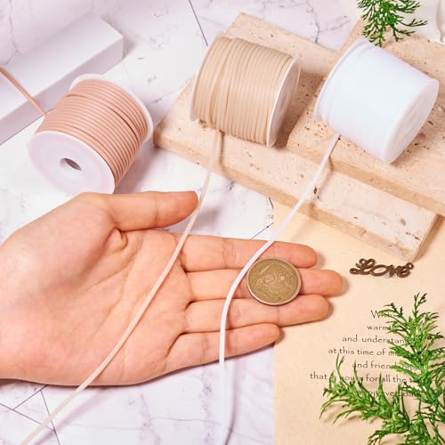 3 Rolls Holle Rubber Cords 2mm Pijp PVC Tubular Touwen met Plastic Spool Tubing Rubber Cord 3 Kleuren voor sieraden maken DIY Crafts armband Tubular Breitouw 5