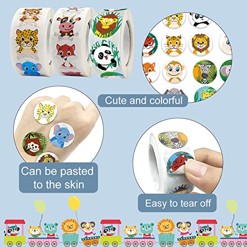 Dieren kinderen, 1500 stuks, schattige ronde dierlijke stickers, beloning stickers kindersticker set met 24 dierlijke ontwerpen, leraren, stickers, feest beloning stickers dieren 3