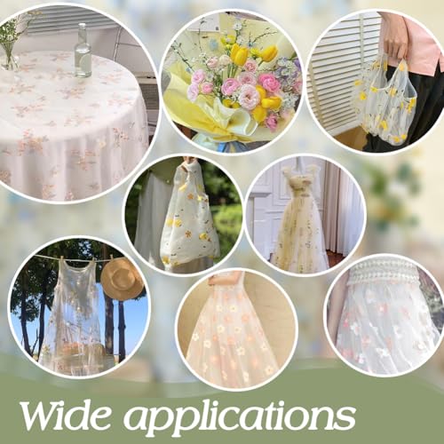 Geborduurde bloemstof, 6 metres, geborduurde tule stof, 1.3 m brede, zachte en stretchy voor jurk, ambachten, gordijnen, decoratie, Vintage, wit 4