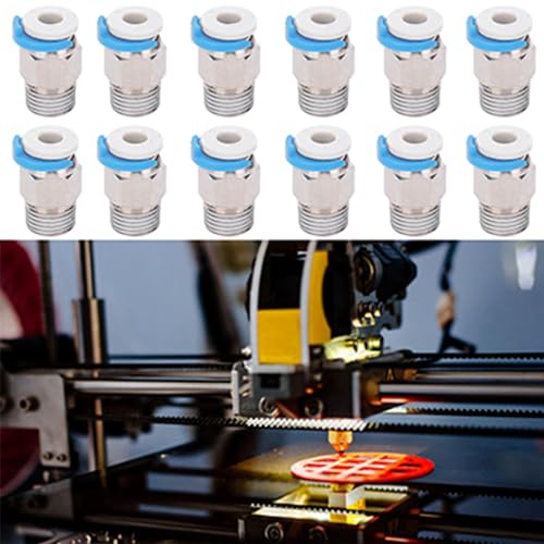 12 st pneumatische mannelijke rechte PTFE buis M10 draad duw om fittingen aan te sluiten, rechte push-in connect fittingen, extruder accessoires voor 3D printer bowerd extruder 4