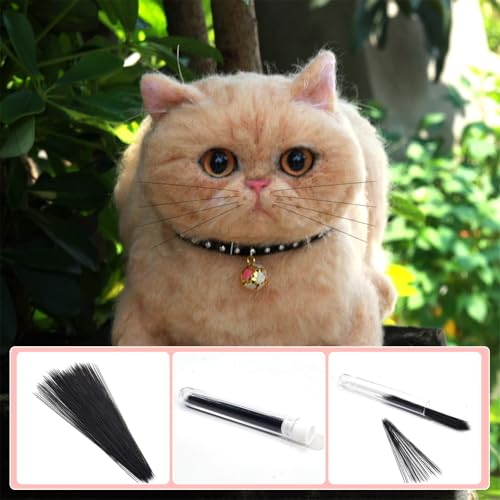 500st Dier Whiskers voor ambachten Naald Villing, 6,3-8,6 cm lang, zwart Simulated Animal Whiskers Plastic Craft Animals Barden voor Kat, Muis, Konijn, Poppen 4