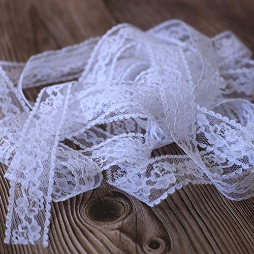 Lace Ribbon Vintage Ribbon White Lace Lace Edge voor Naaien voor bruiloft tafel decoratie ambachten Cadeau Lint Kraft Papier (Wit) 3 Type) 4