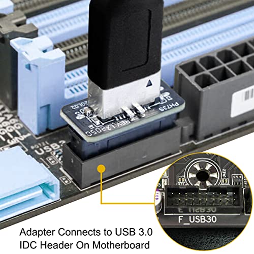 USB C Front Panel Adapter, Moederbord USB 3.1 Type-E naar USB 3.0 20 Pin Header Converter Socket Verticale Connector voor USB Type C Moederbord PC Intern, 2st 3