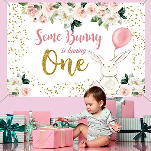1e verjaardag decoratie voor meisjes, verjaardag banner haas verjaardag stof schild poster, Gelukkige verjaardag achtergrond banner meisje 1e verjaardag feest decoratie 5