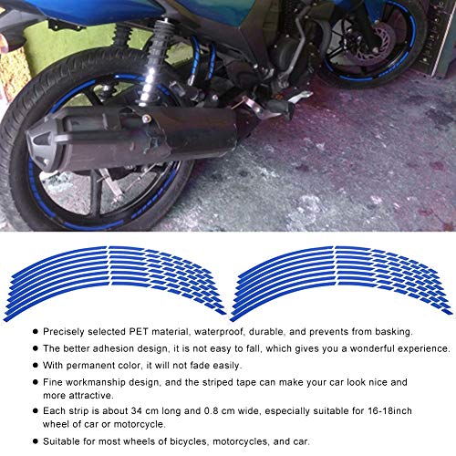 16 st 16-18 inch Motorfiets Reflecterende Wielstrip Stickers, PET Wheel Stickers Decoratie accessoire(Blauw) 3