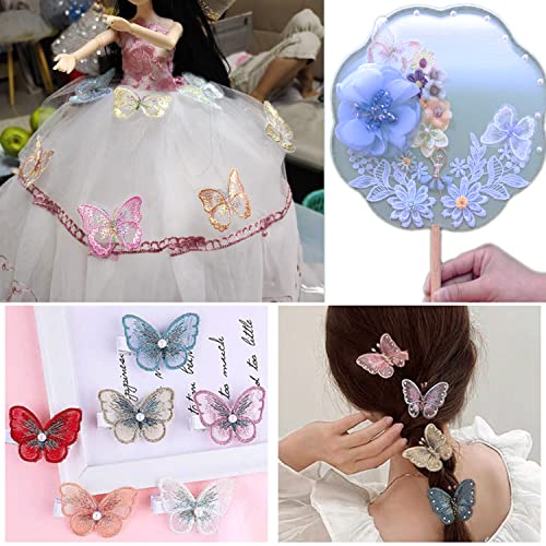 20 stuks Lace Organza Borduurwerk Vlinder Toepassing Patches Appliqué Patches voor Naaien, Geborduurd Ambachten en Verfraaien, Kleding, Gordijn, Tafelkleed, Zakken, Sjaal, Gemengde Kleuren 5
