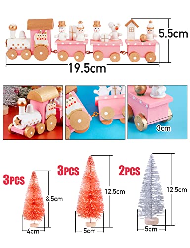 Houten trein voor kerst decoratie, 8 stuks, Mini kerstboom, kerstversiering, geschenken voor kinderen, decoratie voor Kerstmis